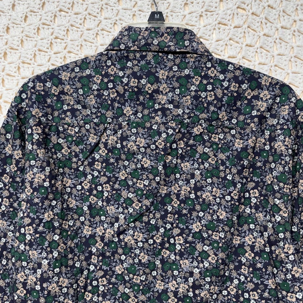 Quieti Mens Shirt L Green Black Floral Long-Sleeve Button Up Cotton Lyocell - Picture 9 of 10